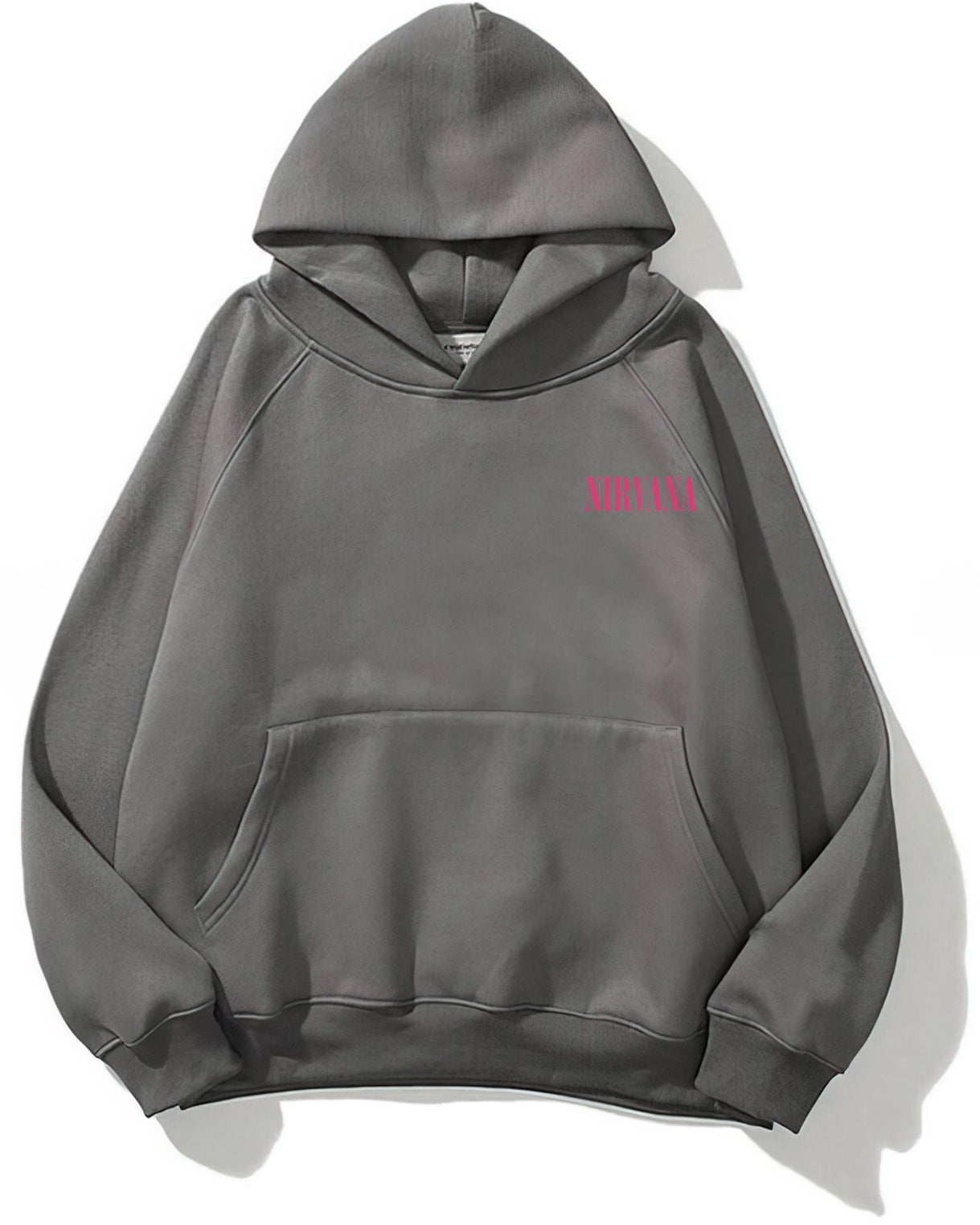 Kapüşonlu İçi Polar Pembe Nirvana Baskılı Füme Unisex Hoodie Sweatshirt