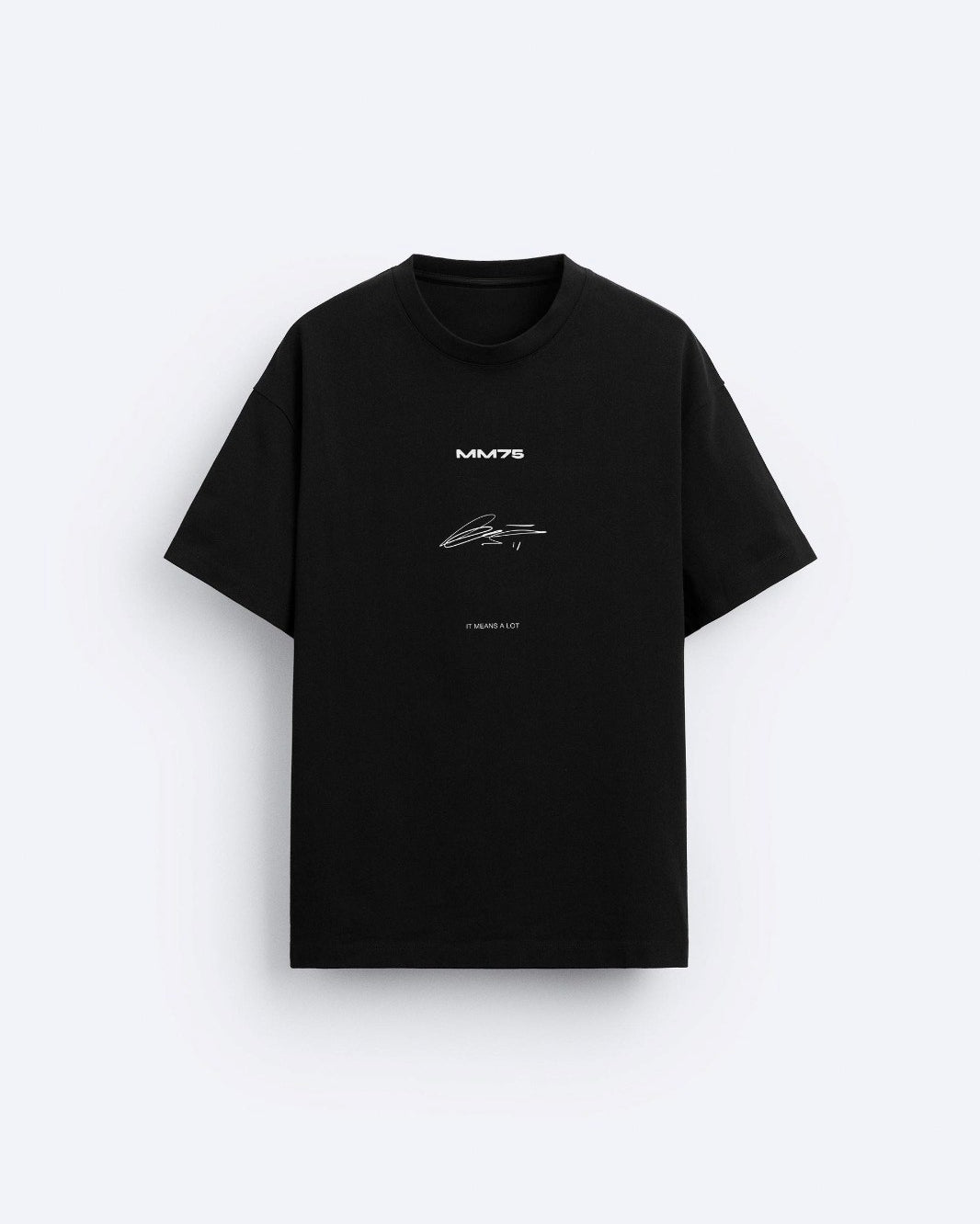 İmza Baskılı Oversize Siyah Erkek T-shirt