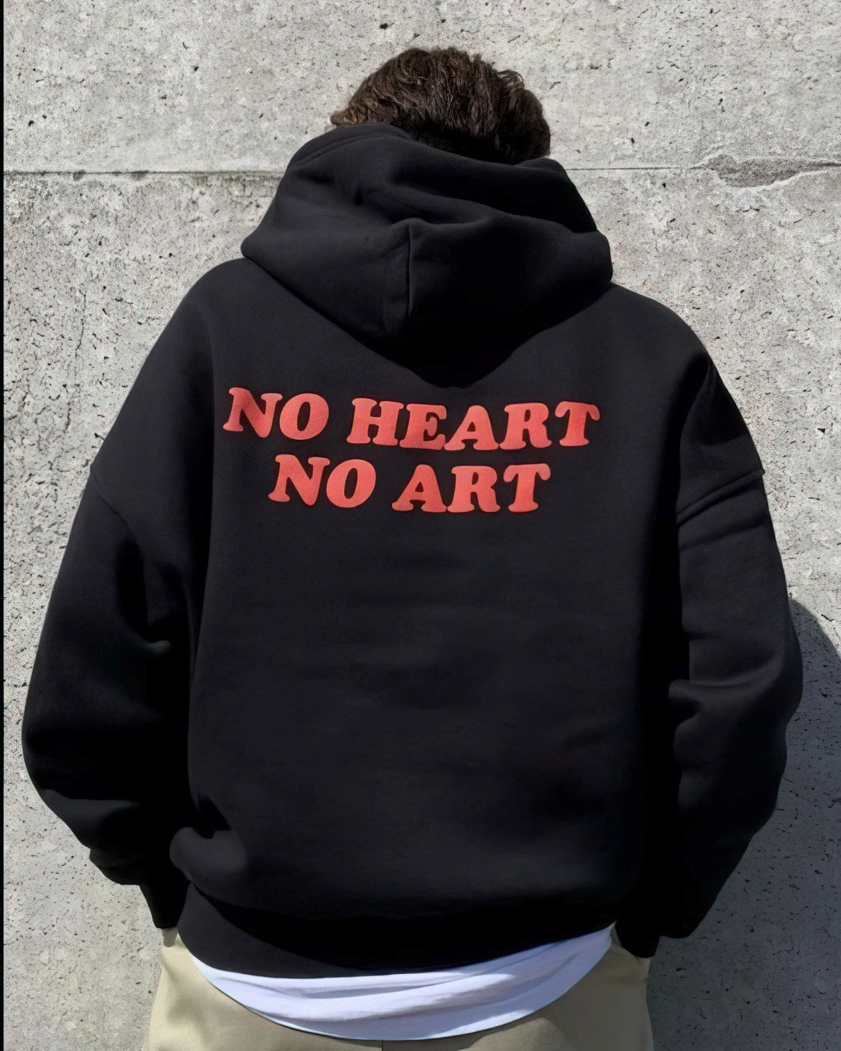 Kapüşonlu İçi Polar No Heart No Art Baskılı Siyah Unisex Hoodie Sweatshirt