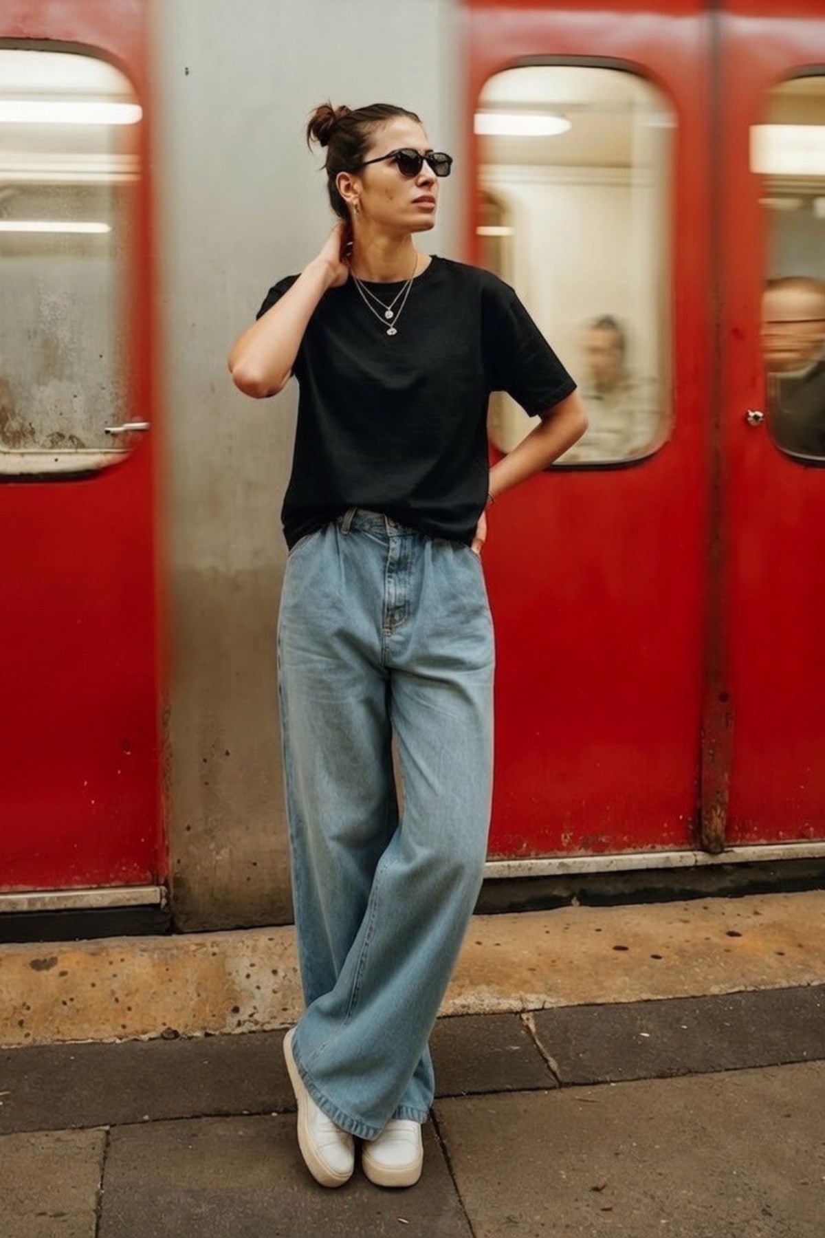 Kadın Oversize Basic Tişört Siyah – Bisiklet Yaka, Rahat Kalıp, Yazılık, %100 Pamuk