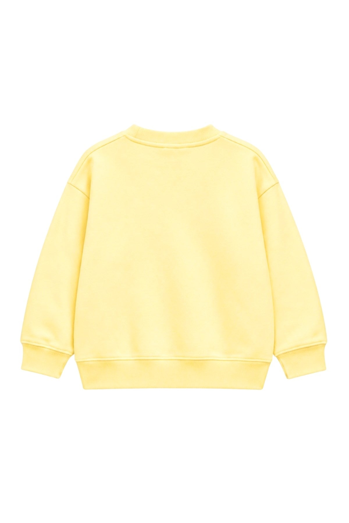 Erkek Çocuk Oversize Sweatshirt Basic Sarı – Bisiklet yaka, 3 iplik şardonlu polar