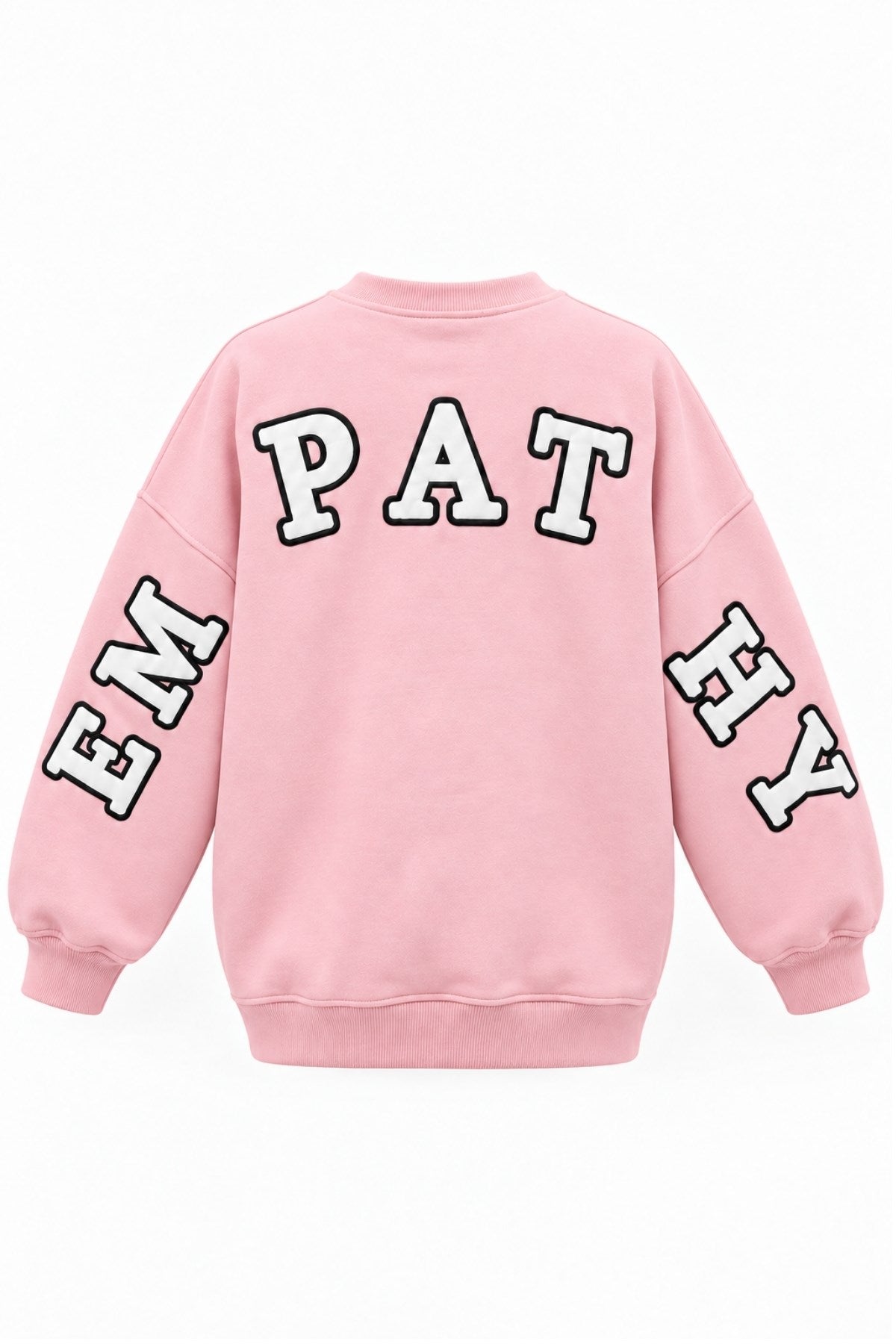 Kadın Oversize Sweatshirt Empathy 3D Baskılı Pembe – Bisiklet Yaka, 3 İplik Şardonlu Polar