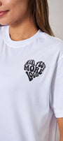 Manifest More Love Yazılı Kalp Tasarım Baskılı Beyaz Kadın T-Shirt