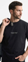 Erkek Oversize Tişört Creative Chmp  Baskılı Siyah – Bisiklet Yaka, Rahat Kalıp, %100 Pamuk