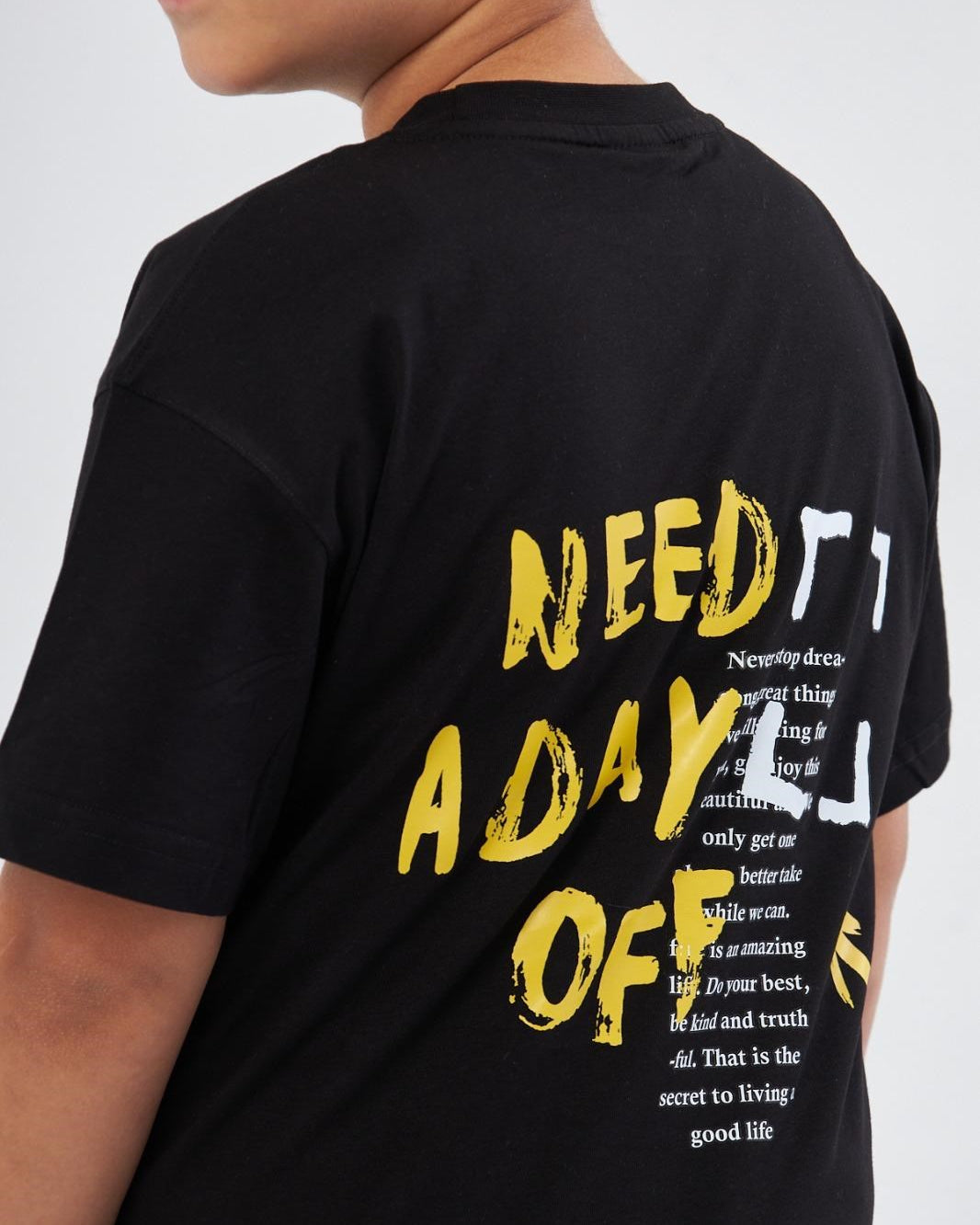 Great Day Coming Yazı Baskılı Siyah Çocuk T-shirt