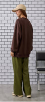 Kadın Oversize Sweatshirt Traveler Bear Baskılı Kahverengi – Bisiklet Yaka, 3 İplik Şardonlu Polar