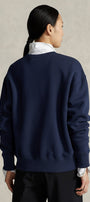 Kadın Oversize Sweatshirt Parisian Bear Baskılı Lacivert – Bisiklet Yaka, 3 İplik Şardonlu 