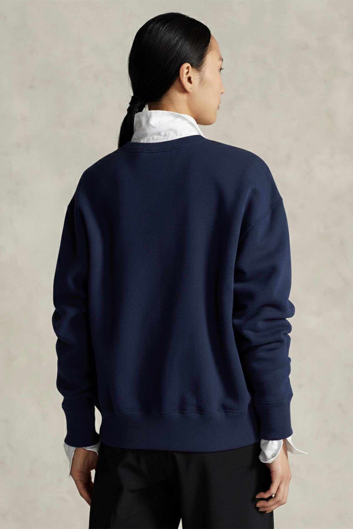 Kadın Oversize Sweatshirt Parisian Bear Baskılı Lacivert – Bisiklet Yaka, 3 İplik Şardonlu 