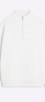 Erkek Ekru Yarım Fermuarlı Sweatshirt 3 İplik Şardonlu Oversize Kesim          ChatGPT’ye sor