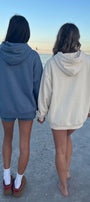 Unisex 2’li Oversize Basic Hoodie Beyaz & Marine– Kapüşonlu, Cepli, 3 İplik Şardonlu Polar