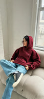Every Thing Is Fine Baskılı Unisex Bordo Kapüşonlu Sweatshirt – 3 İplik Şardonlu Kumaş