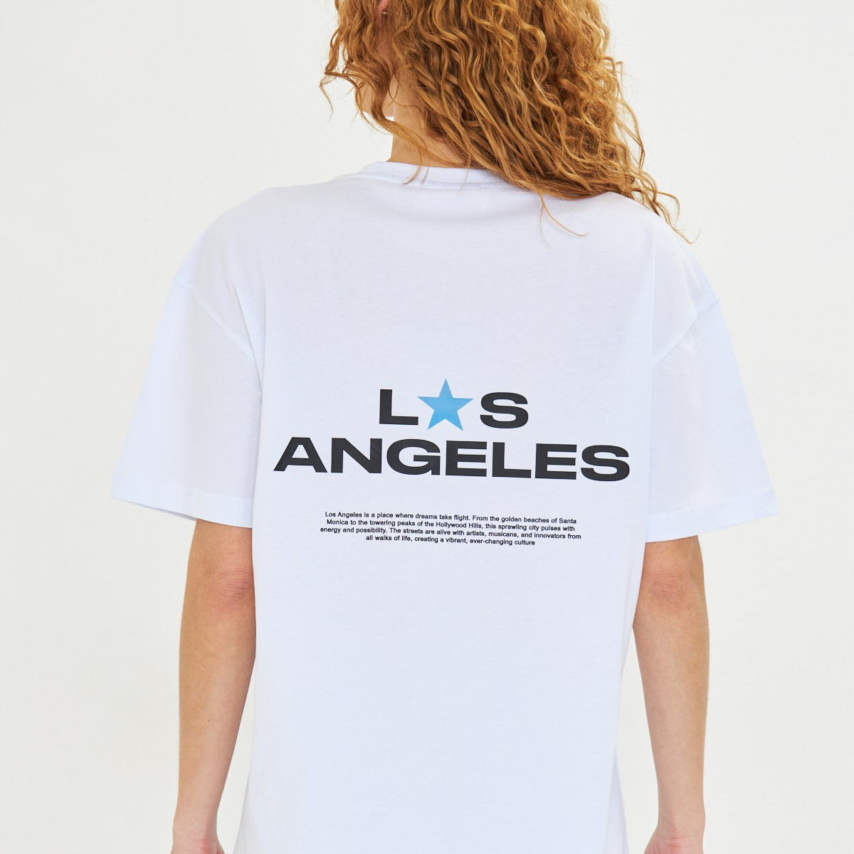 Los Angeles Baskılı %100 Pamuk Oversize Kadın Tişört