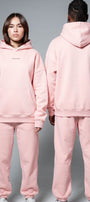Unisex Oversize Eşofman Takımı Champ & Leisure Baskılı A Pembe–Kapüşonlu Üst, Lastikli Alt