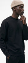 Erkek Oversize Sweatshirt Perspectiv Baskılı Siyah – Bisiklet Yaka, 3 İplik Şardonlu Polar