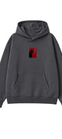 Kadın Oversize Hoodie Noir Cat Baskılı Füme – Kapüşonlu, Kanguru Cepli, 3 İplik Şardonlu Polar