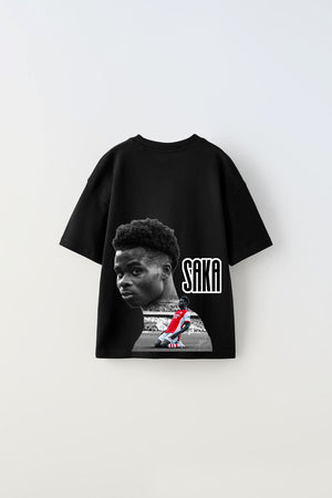 Euro 2024'ün Genç Yıldızları Saka Baskılı Siyah Çocuk T-shirt