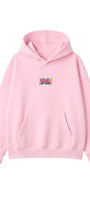 Kadın Oversize Hoodie 90’s Vibe Baskılı Pembe - Kapüşonlu, Kanguru Cepli, 3 İplik Polar