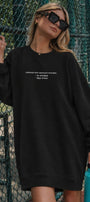 Kadın Oversize Sweatshirt Elbise Perfect Man Baskılı Siyah – Bisiklet Yaka, 3 İplik Şardonlu Polar
