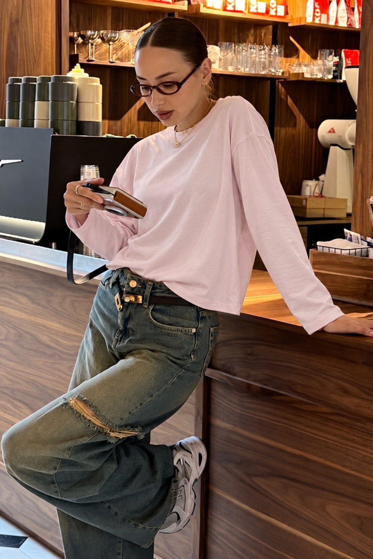 Kadın Regular Fit Uzun Kollu Tişört Basic Pembe – Bisiklet Yaka, %100 Pamuk, Düşük Omuz