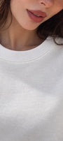 Kadın Oversize Sweatshirt Empathy 3D Baskılı Beyaz – Bisiklet Yaka, 3 İplik Şardonlu Polar