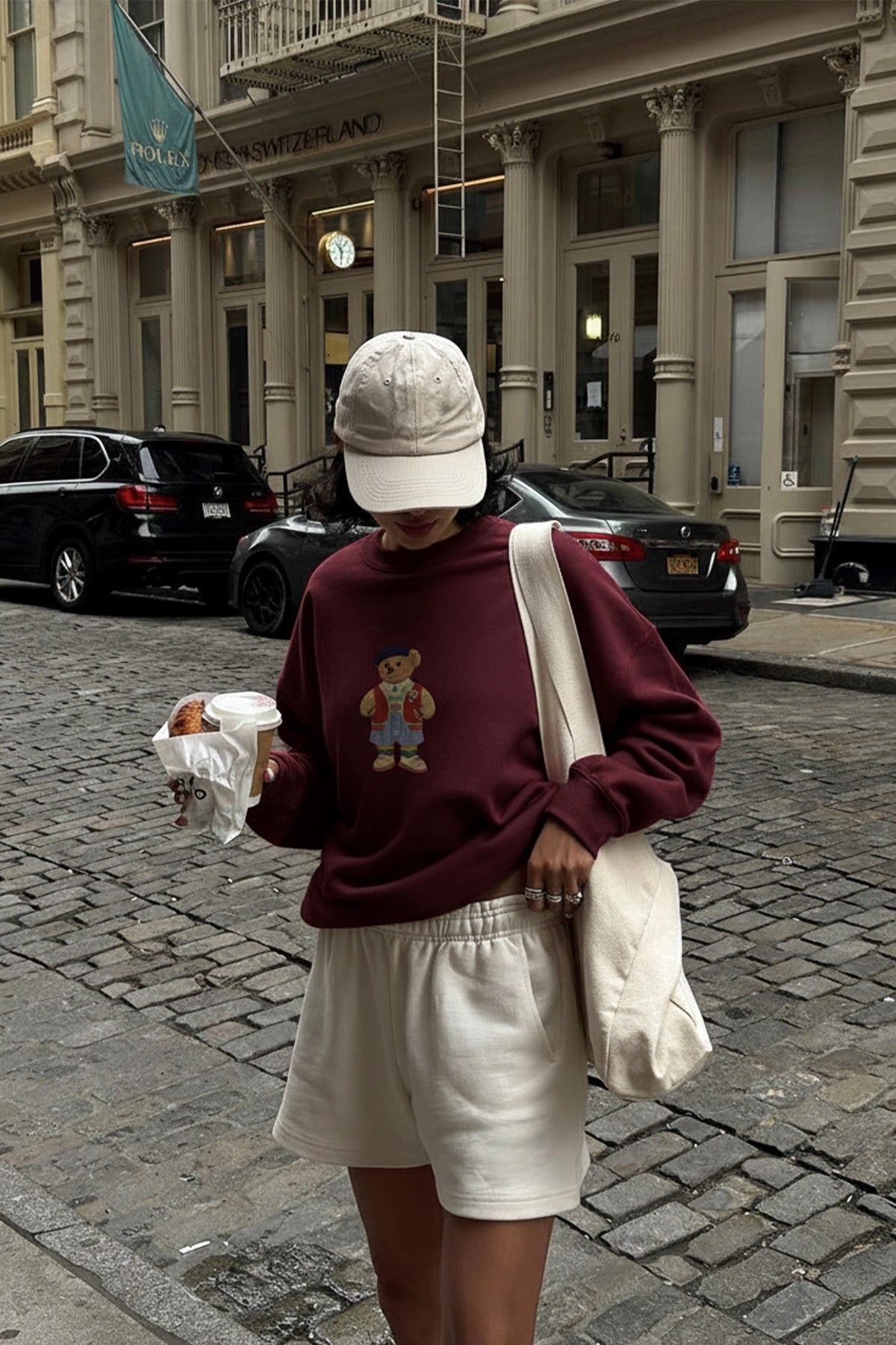Kadın Oversize Sweatshirt Campus Bear Baskılı Bordo – Bisiklet Yaka, 3 İplik Şardonlu Polar