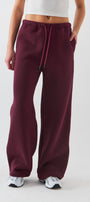Oversize Unisex Eşofman Altı Bordo – 3 İplik Şardonlu, Bol Paça, Cepli, Modern Rahat Kesim