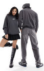 Kapüşonlu İçi Polar Shark Baskılı Füme Oversize Hoodie Sweatshirt
