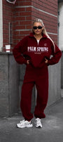 Kadın Bordo Yarım Fermuarlı Sweatshirt – Palm Spring Baskılı Oversize Spor Şehir Stili  Alternatifler: