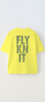 Collective Fly Knıt Yazılı Futbol Tasarım Baskılı Sarı Çocuk T-shirt