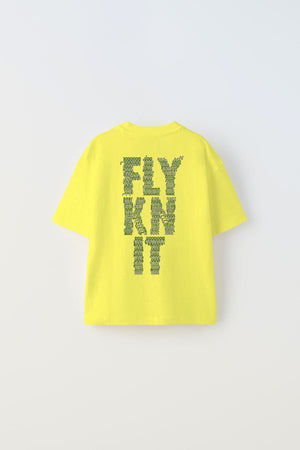 Collective Fly Knıt Yazılı Futbol Tasarım Baskılı Sarı Çocuk T-shirt