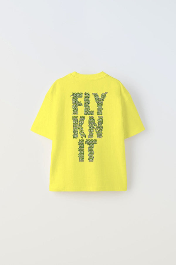 Collective Fly Knıt Yazılı Futbol Tasarım Baskılı Sarı Çocuk T-shirt