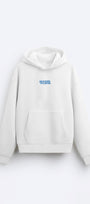 Kapüşonlu İçi Polar Peanuts Yazılı Snoopy Desen Baskılı Beyaz Oversize Hoodie Sweatshirt