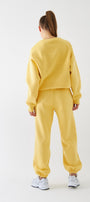 Unisex Oversize Sweatshirt Basic Sarı – Bisiklet Yaka, 3 İplik Şardonlu Polar
