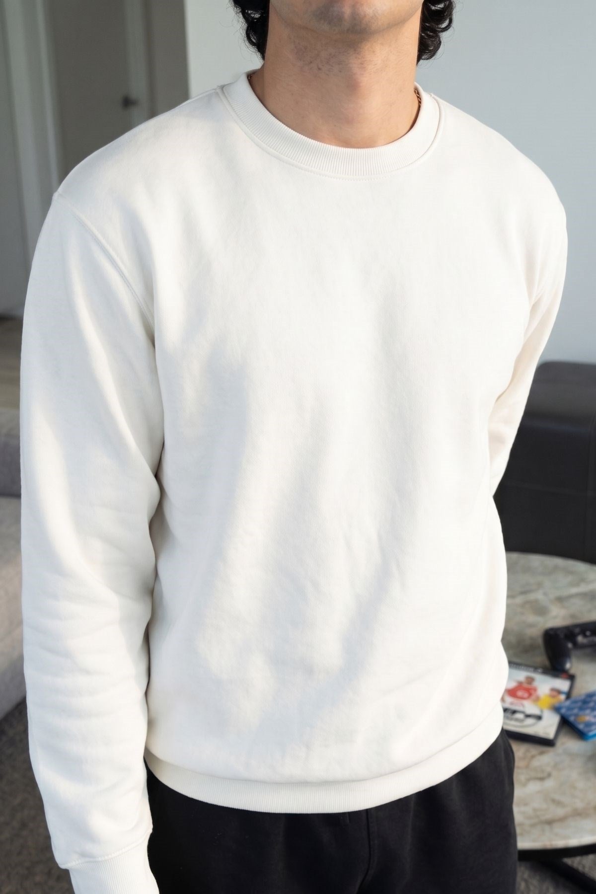 Erkek Oversize Sweatshirt Western Spirit Baskılı Beyaz – Bisiklet Yaka, 3 İplik Şardonlu Polar