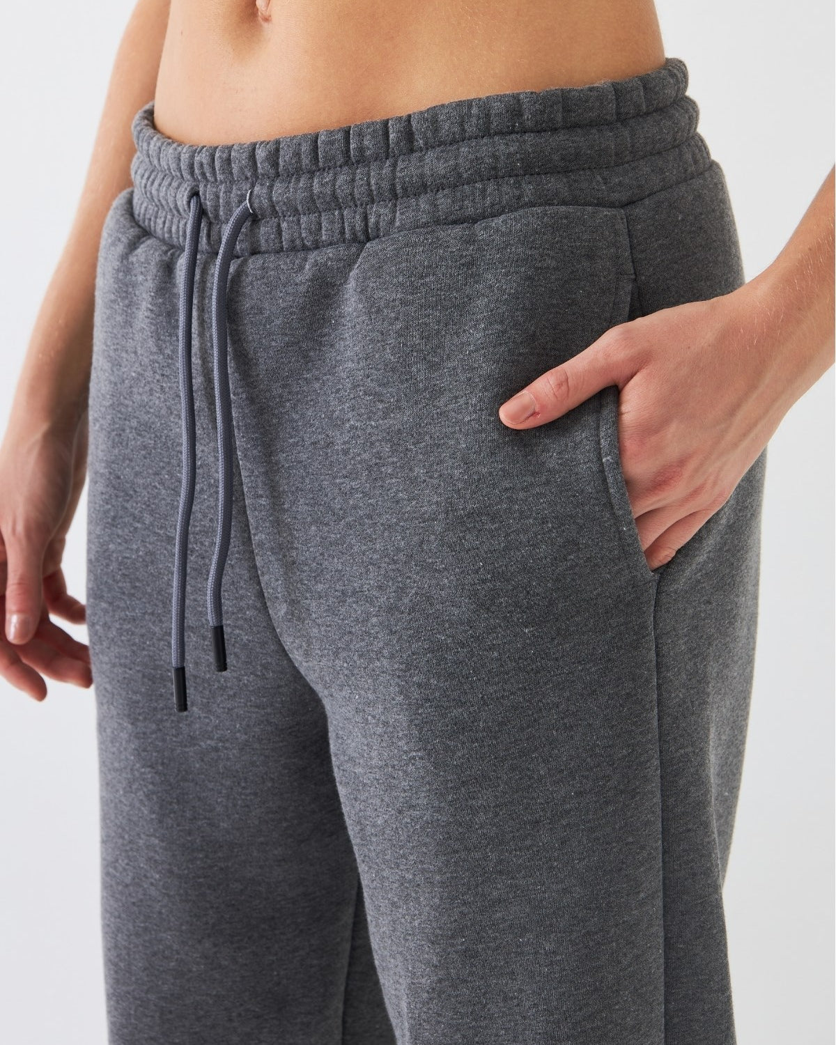 Oversize Unisex Eşofman Altı Füme Melanj – 3 İplik Şardonlu, Paça-Bel Lastikli, Cepli, Rahat Kesim