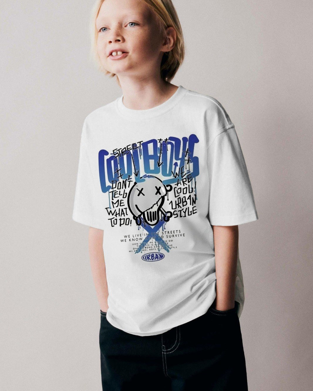 Cool Boys Yazılı Baskılı Beyaz Çocuk T-shirt