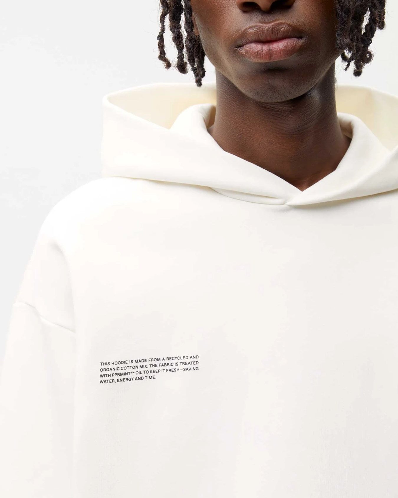 Beyaz Unisex Kapüşonlu Nature Concept Baskılı Oversize Hoodie Sweatshirt