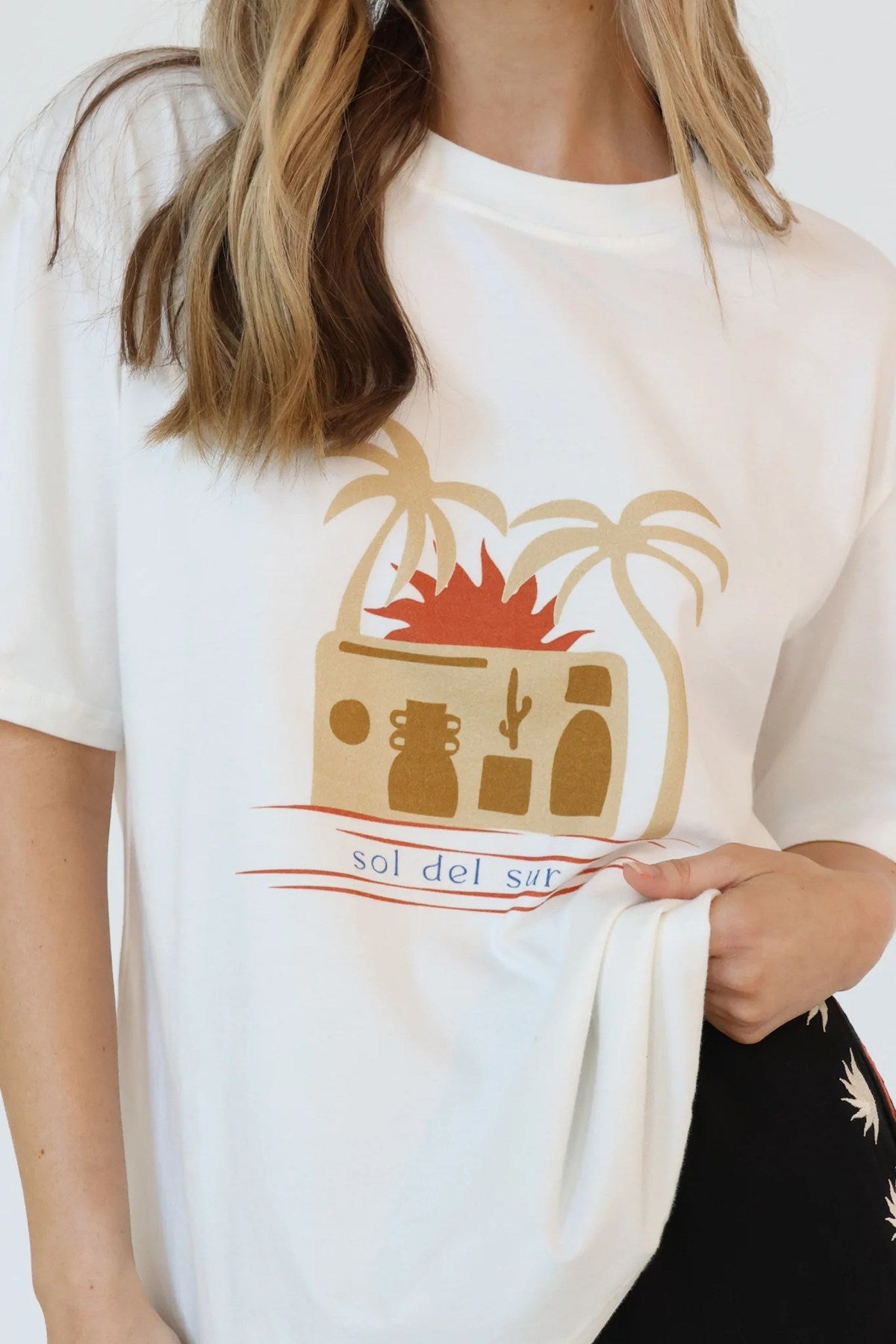 Kadın Bohem Stil Akdeniz Temalı Oversize Kadın Tişört