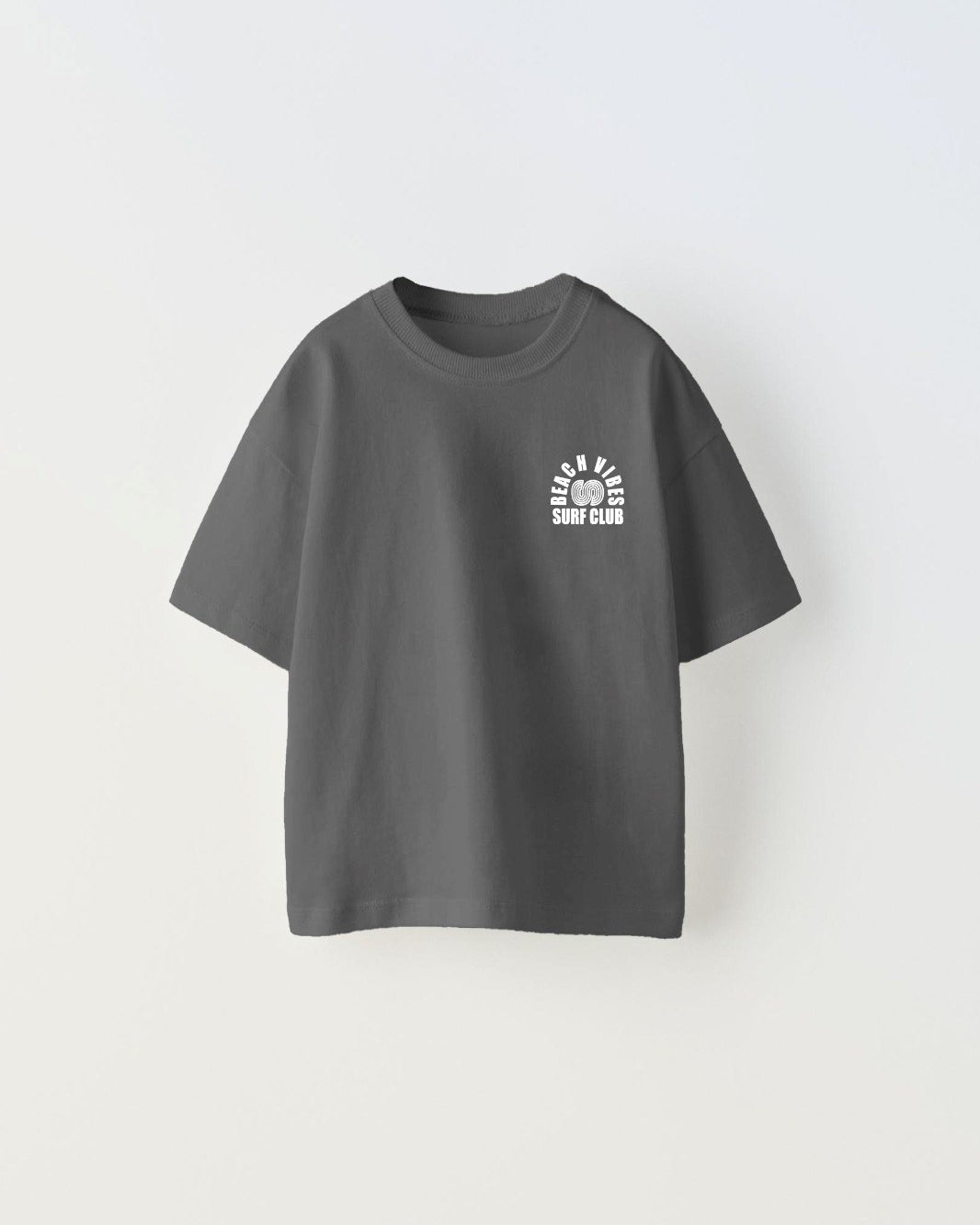 Beach Vıbes Surf Club Yazılı Ters S Tasarım Baskılı Füme Çocuk T-Shirt