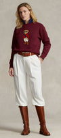 Kadın Oversize Sweatshirt Regatta Bear Baskılı Bordo – Bisiklet Yaka, 3 İplik Şardonlu