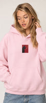 Kadın Oversize Hoodie Noir Cat Baskılı Pembe – Kapüşonlu, Kanguru Cepli, 3 İplik Şardonlu Polar