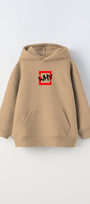 Kapüşonlu İçi Polar Why Baskılı Bej Unisex Çocuk Hoodie Sweatshirt 