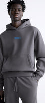 Kapüşonlu İçi Polar Peanuts Yazılı Snoopy Desen Baskılı Füme Oversize Hoodie Sweatshirt