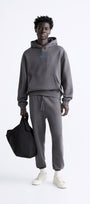 Kapüşonlu İçi Polar Peanuts Yazılı Snoopy Desen Baskılı Füme Oversize Hoodie Sweatshirt