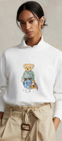 Kadın Oversize Sweatshirt Weekend Bear Baskılı Beyaz – Bisiklet Yaka, 3 İplik Şardonlu