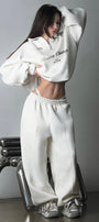 Kadın Oversize Sweatshirt Illusion Champ Baskılı Beyaz – Yarım Fermuarlı, 3 İplik Şardonlu Polar