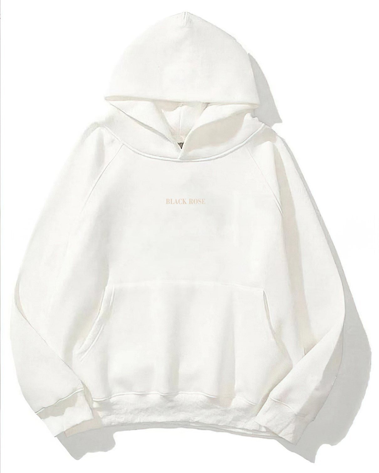 Kapüşonlu İçi Polar Black Rose Baskılı Beyaz Unisex Hoodie Sweatshirt