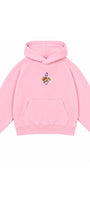 Kız Çocuk Oversize Hoodie Sweatshirt Flower Heaven Baskılı Pembe – Kapüşonlu, Cepli, 3 İplik Polar  
