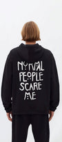 Kapüşonlu İçi Polar Normal People Scare Me Baskılı Siyah Unisex Hoodie Sweatshirt