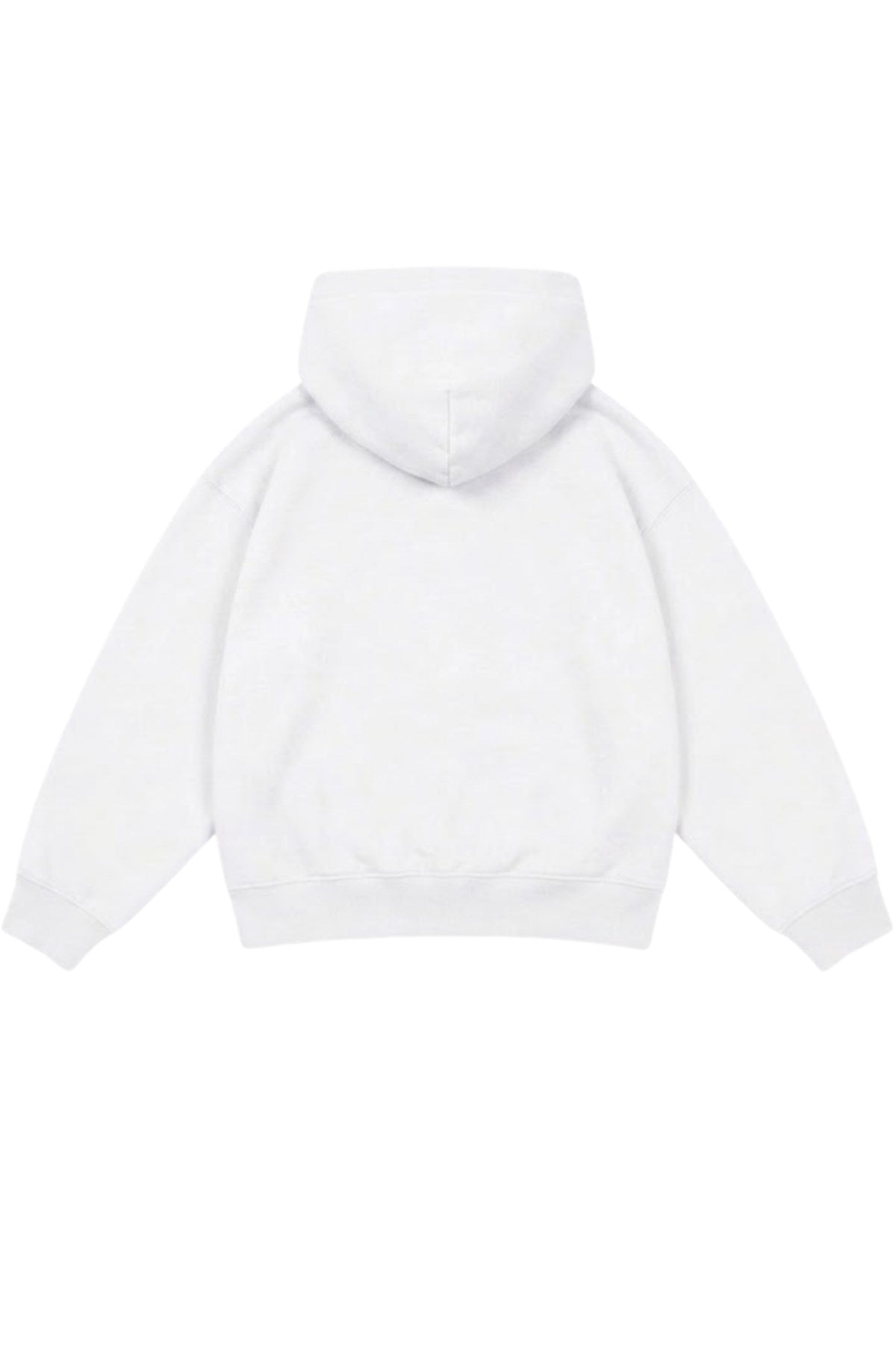 Kız Çocuk Oversize Basic Hoodie Sweatshirt Beyaz – Kapüşonlu, Kanguru Cepli, 3 İplik Polar